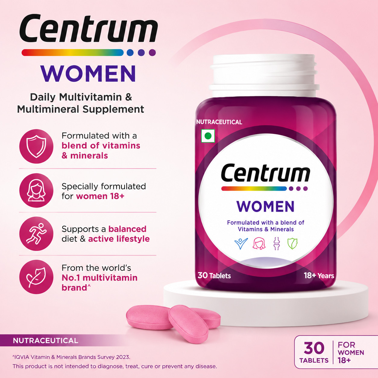 Multivitamin Tablet for Women|With 23 Vital Nutrients – 50 Tablets