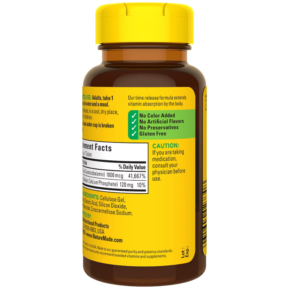 Nature Made Vitamin B12 1000 mcg, Energy Metabolism Support Time Release Tablets