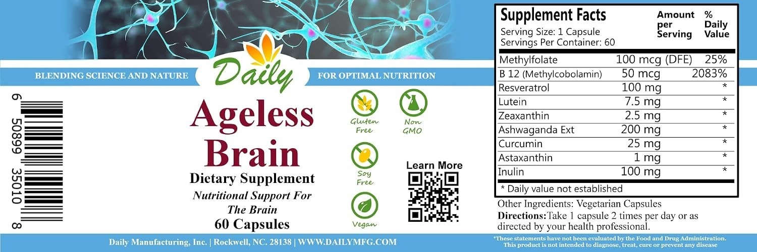 Ageless Brain Supplement: Methylfolate & B12 for Ultimate Brain Support