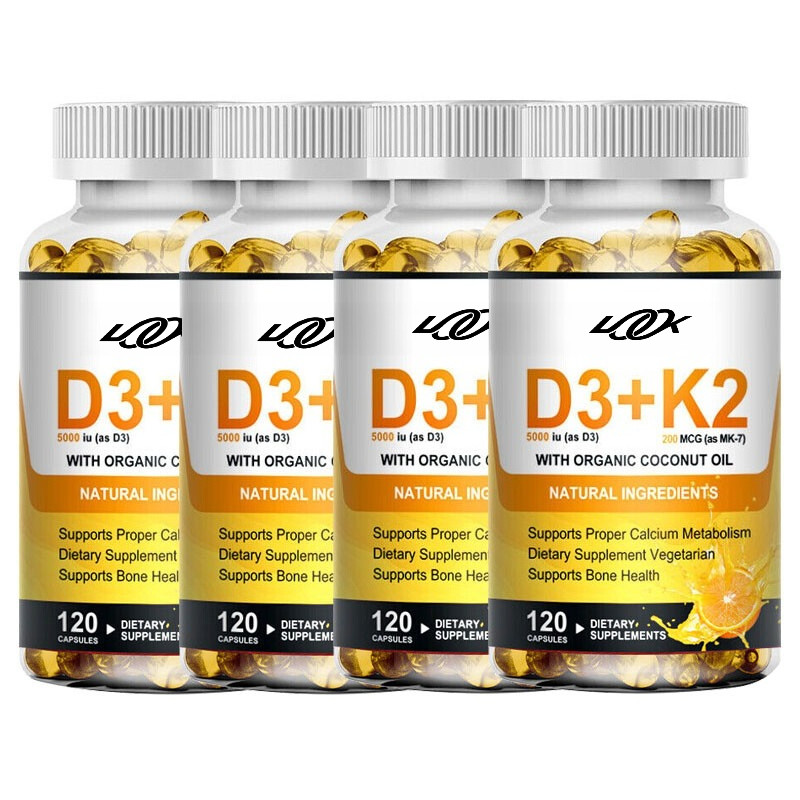 Vitamin D3 + Vitamin K2 120 Softgels – 5000IU Vit D3, 200Mcg MK7-K2 Per Serving
