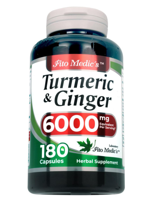Tumeric Curcumin Max Potency and Ginger Complex 6000 mg, 180 Capsules Ultra high
