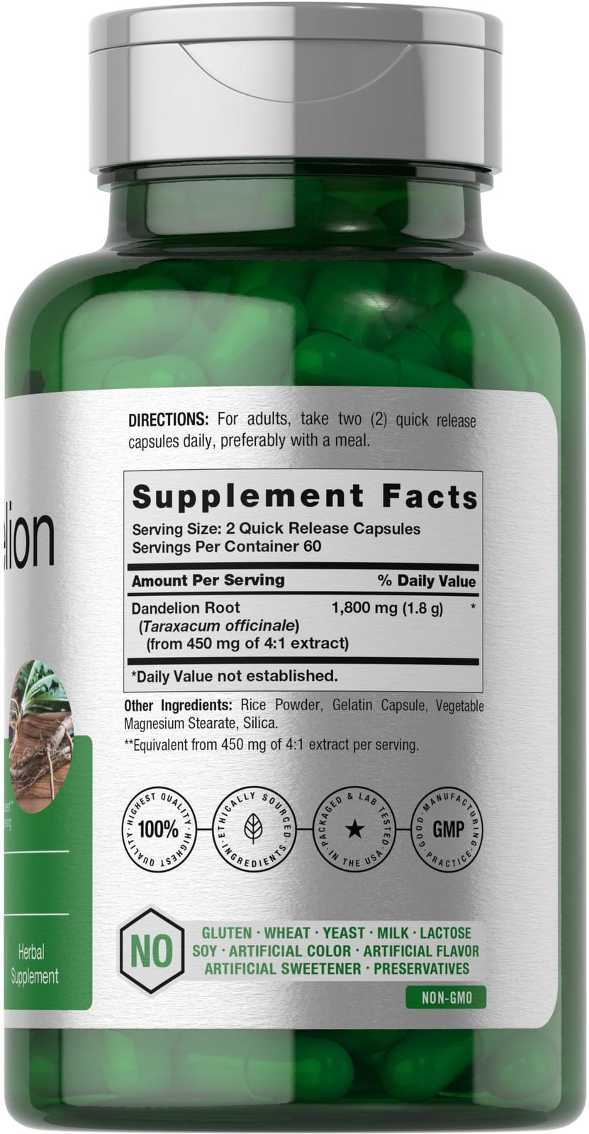 Horbäach Dandelion Root Supplement | 120 Capsules | 120 Count (Pack of 1)