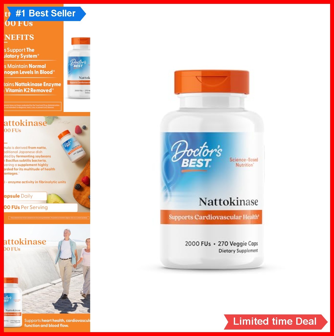Nattokinase Supplement 270 Veggie Caps 2000 FU Heart Healthy Circulation