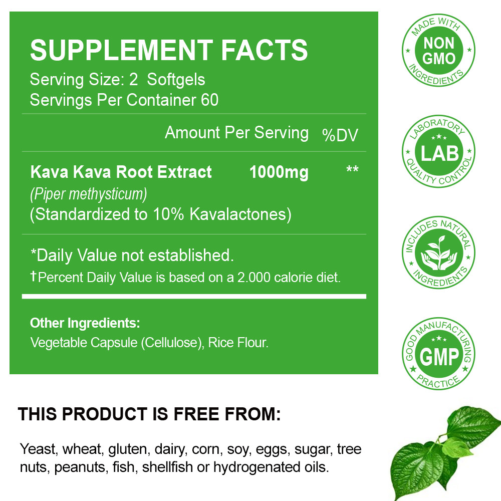 Natural Anti-Anxiety Stress Relief Supplement Mood Support 1000mg Extra Strength