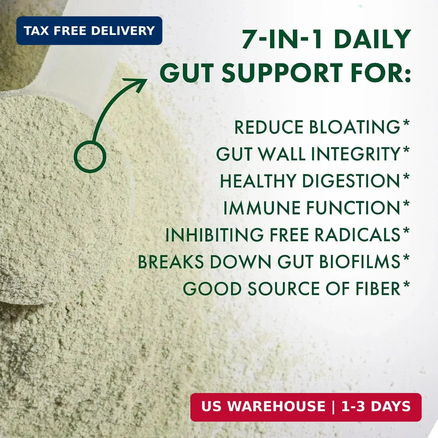 Digestive Greens, Green Superfood Powder (7.4 Oz, 30 Servings) Immune & Gut Heal