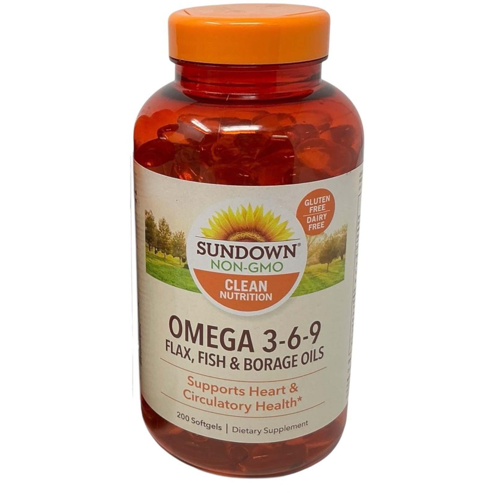 Sundown Non-GMO Clean Nutrition Omega 3 6 9 Heart Health 200 Softgels