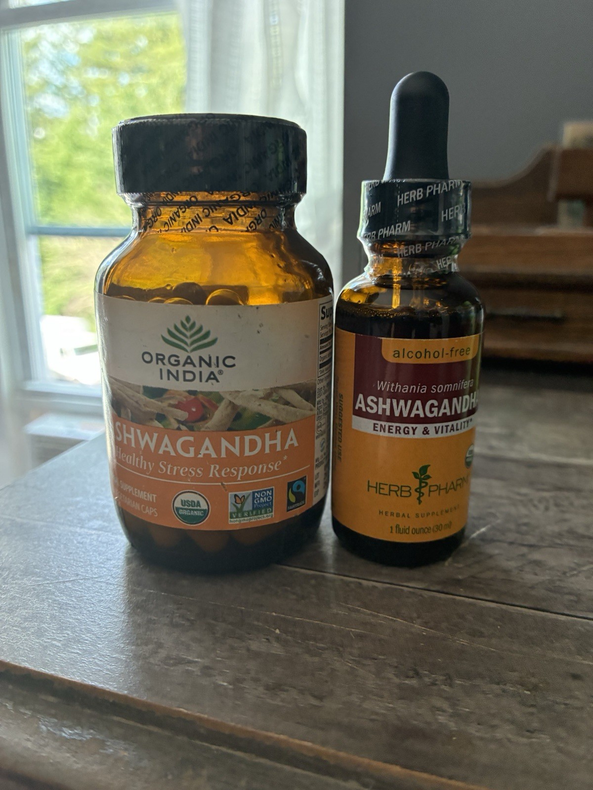 Organic India Ashwagandha Caps + Herb Pharm Liquid Extract Bundle New Sealed