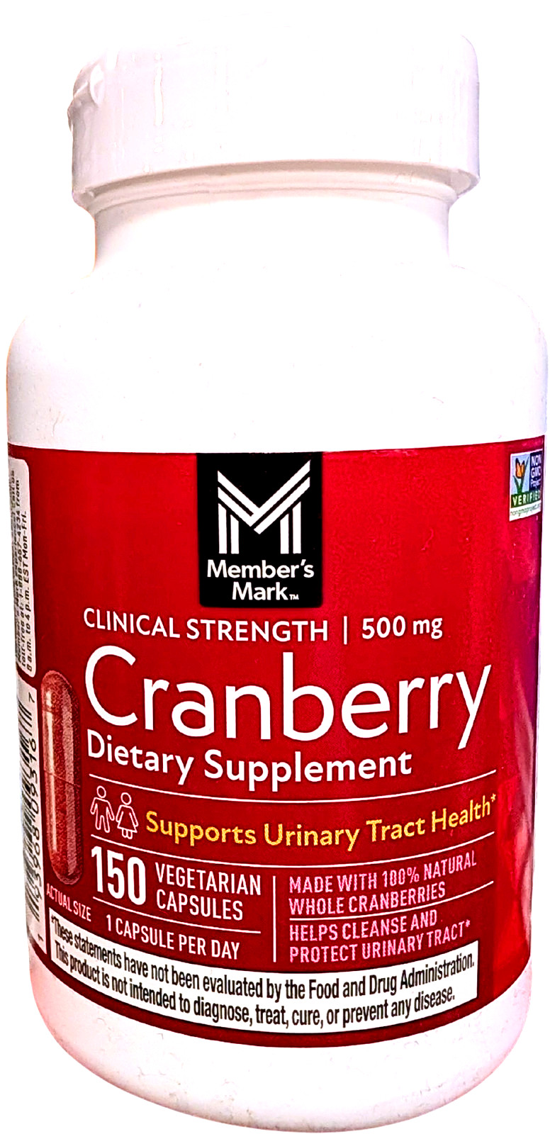Member’s Mark Clinical Strength Cranberry Capsules 500 mg 150 Count EXP 02/2027