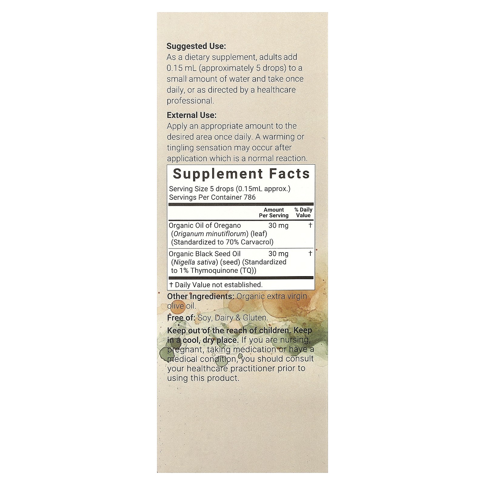Organic Oil of Oregano With Black Seed Oil, 4 fl oz (118 ml)