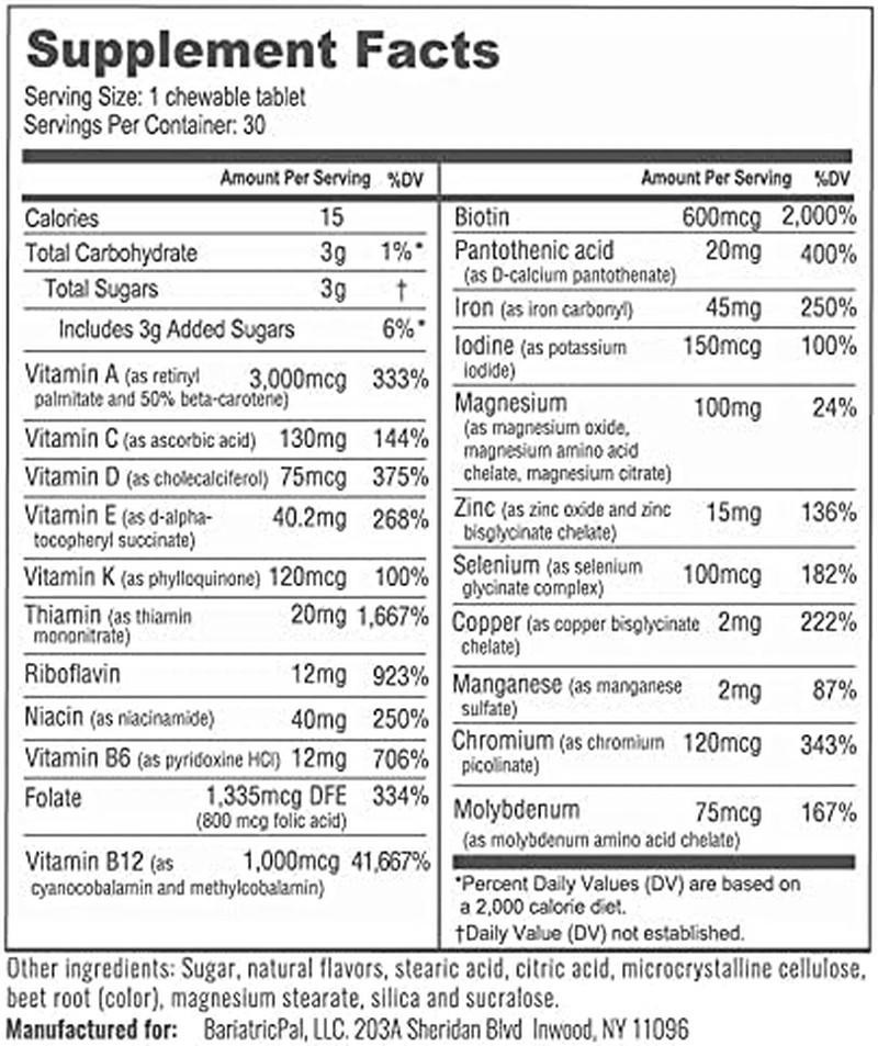 Multivitamin ONE 1 per Day! Bariatric Multivitamin Chewable with 45Mg Iron – Mi
