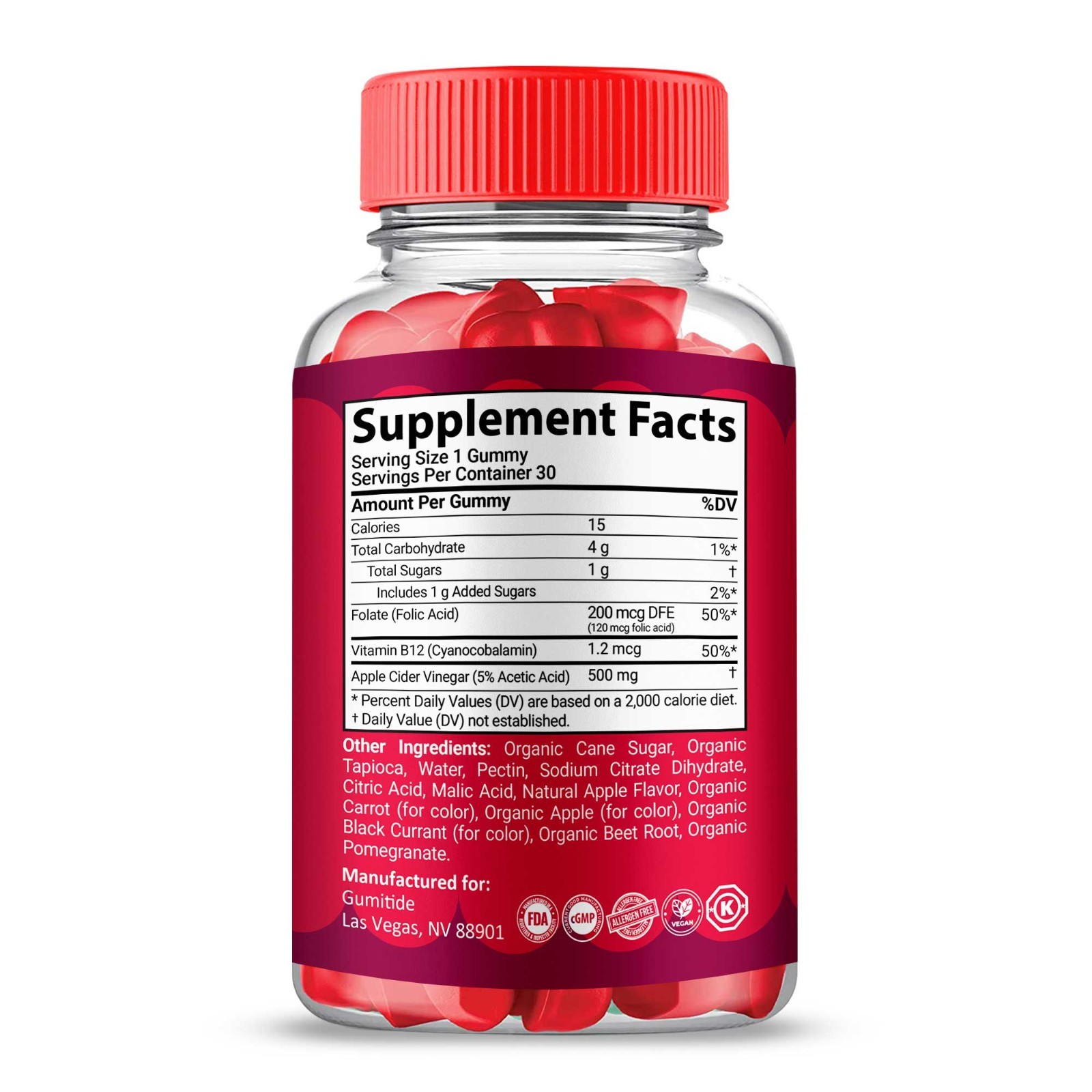 Gumitide ACV Gummies, Max Strength , Gumitide All natural Supplement (5 pack)