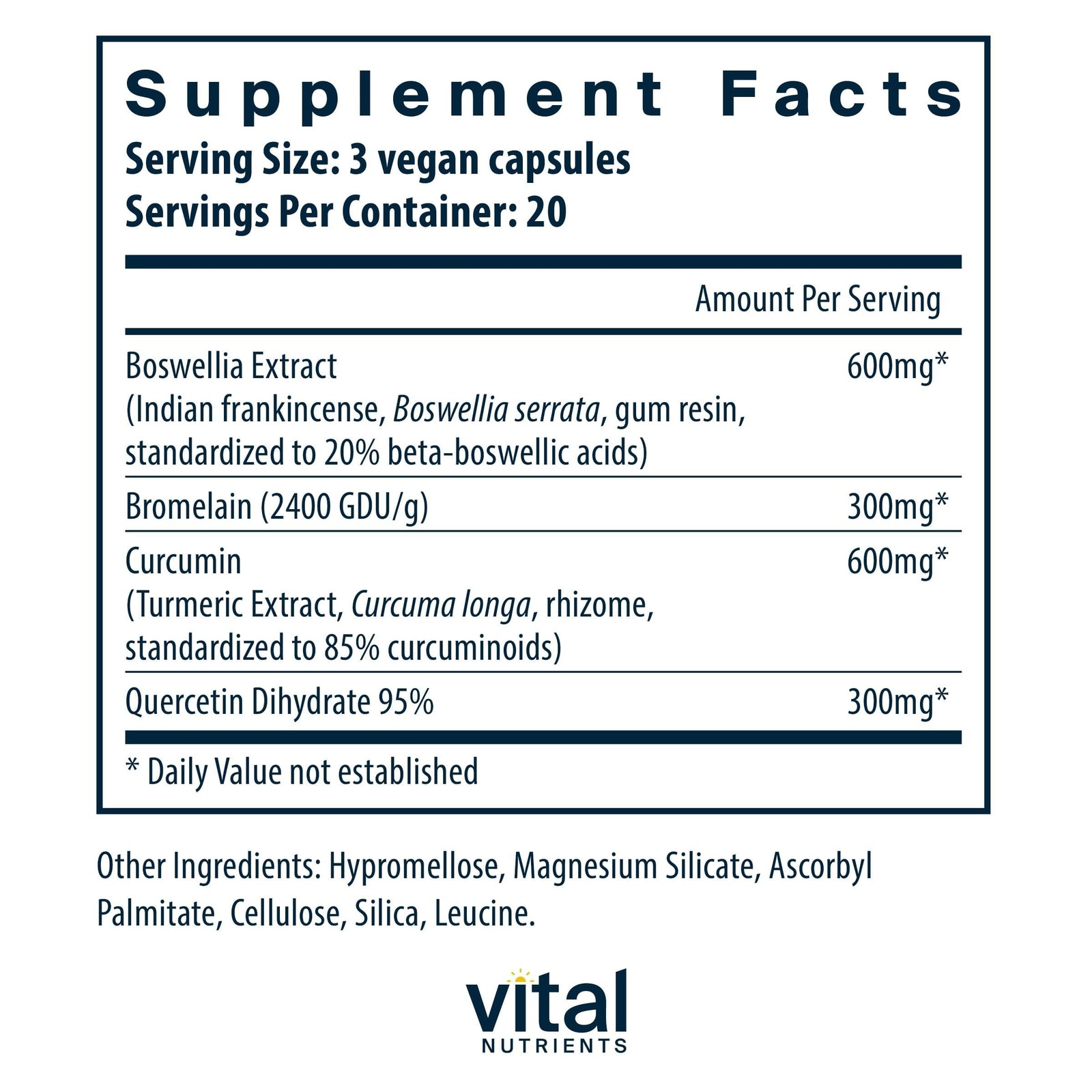 Vital Nutrients – BCQ (Bromelain, Curcumin and Quercetin) – Herbal Support fo…