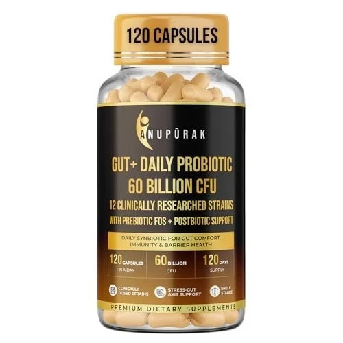 Anupurak Gut Daily Probiotic 60 Billion CFU 120 Capsules 120 Days Free Ship