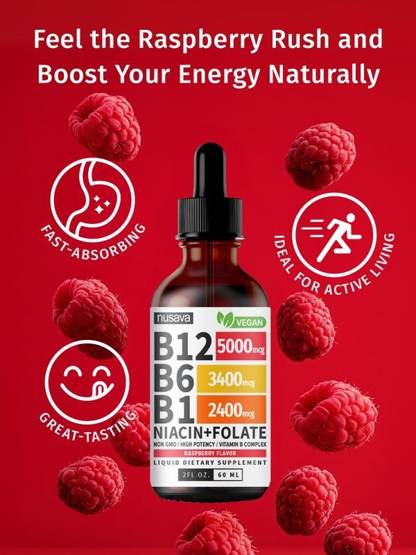 Vitamin B12 Liquid Supplement Drops with B6, B1, Niacin & Folate – Edible Suppo