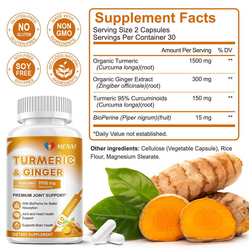 TURMERIC 95% CURCUMIN 1950mg EXTRACT TUMERIC BLACK PEPPER ANTIOXIDANT BEST