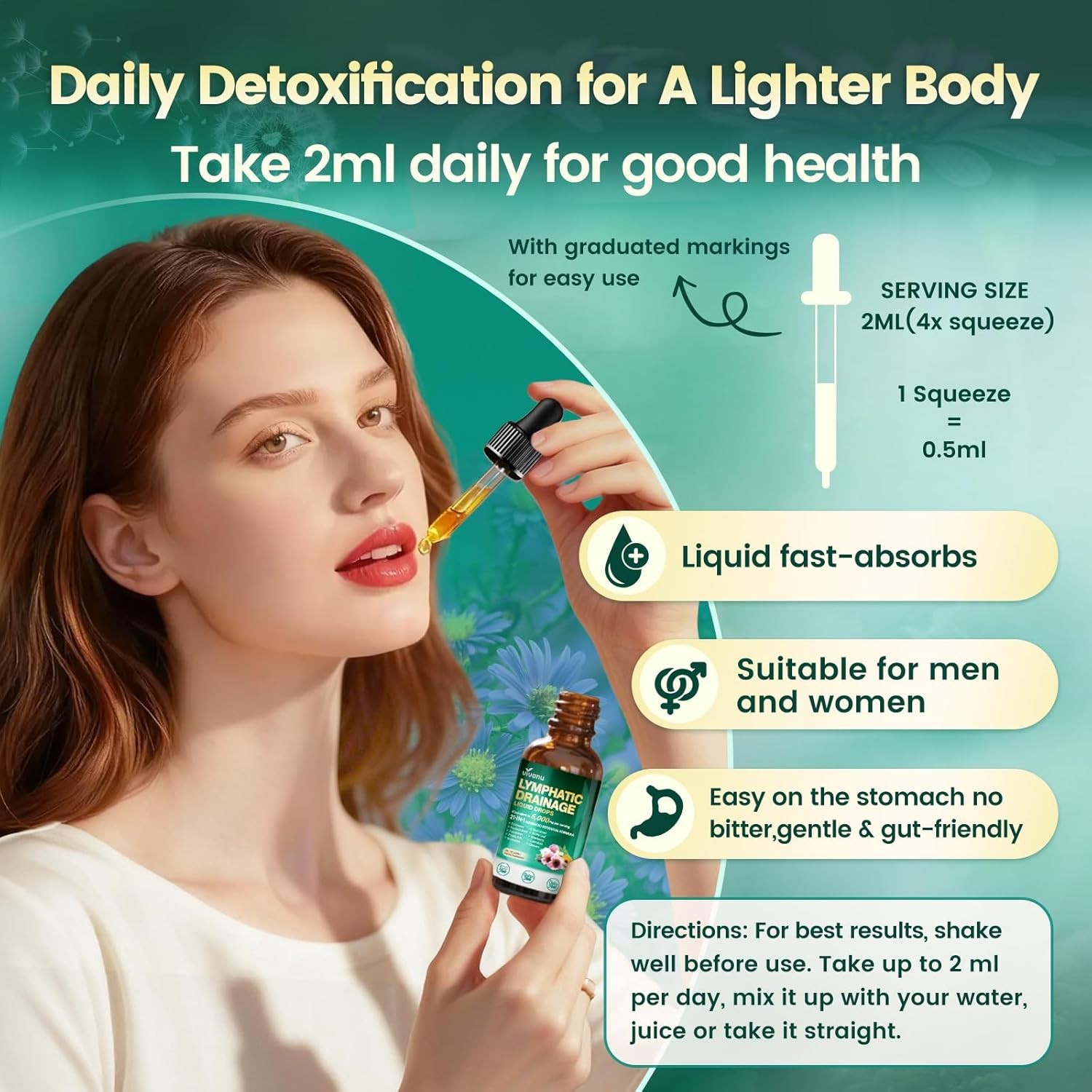 21-in-1 Lymphatic Drainage Drops for Liposomal, 6000mg Immune & Lymph System