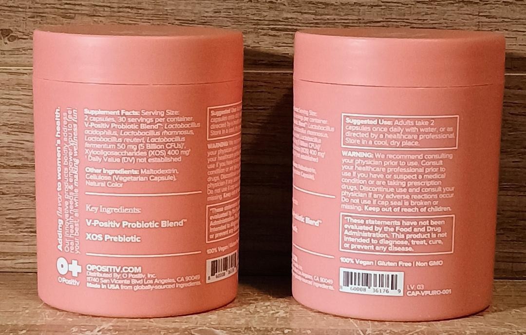 2 PACK URO O Positiv Vaginal Probiotics for Women pH Balance w/Prebiotic New