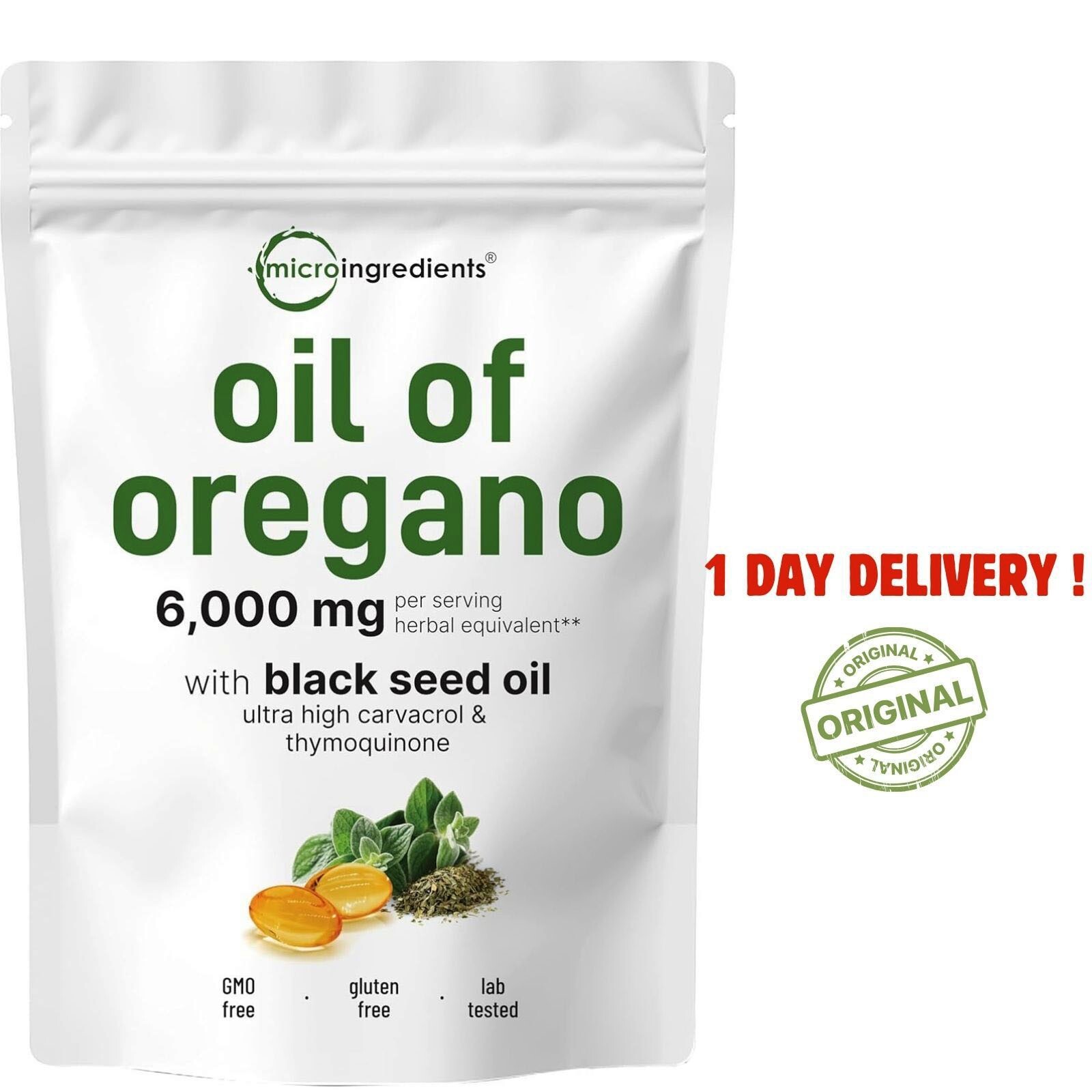 Micro Ingredients Oil Of Oregano, 6000mg With Black Seed Oil Certified 🌎💚
