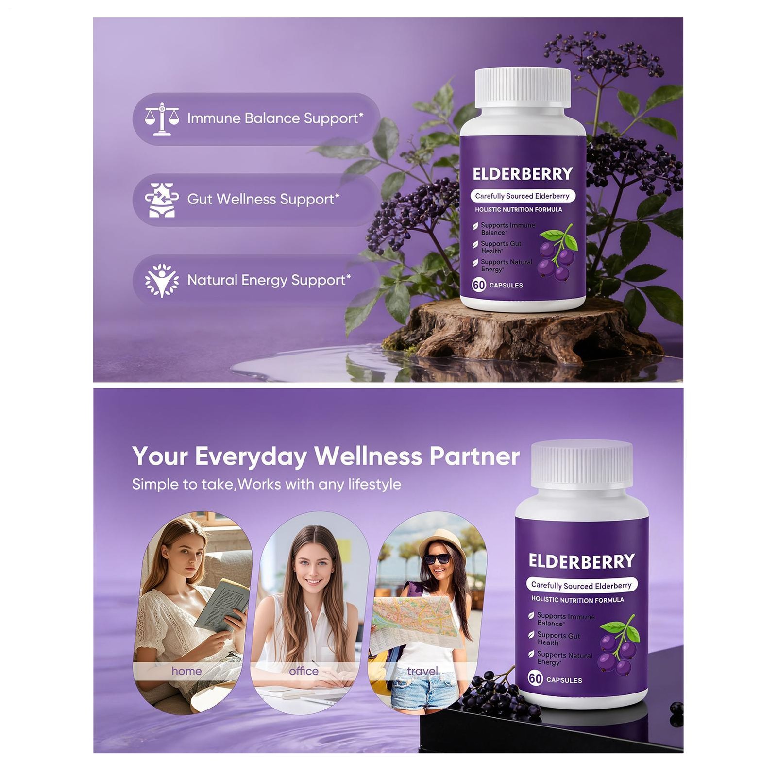 Support Elderberry Gut Elvera Complex – Organic Black Elderberry Soft Capsules