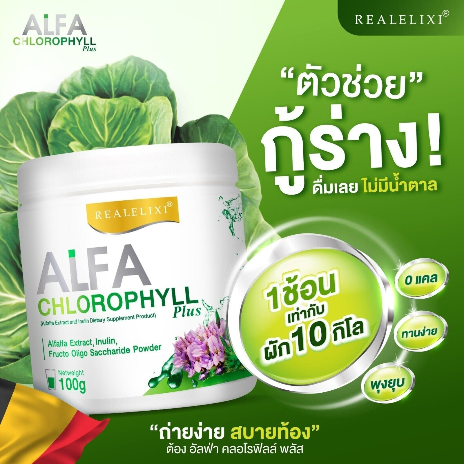 4x Real Elixir Alfa Chlorophyll Plus 100% Natural Vitamins Supplement Fiber Rich