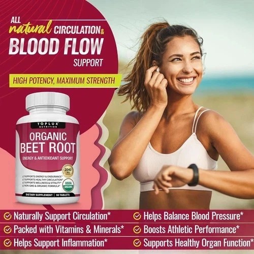 Organic Beet Root Powder Tablets – 2040mg Natural Nitric Oxide Beets to Support*