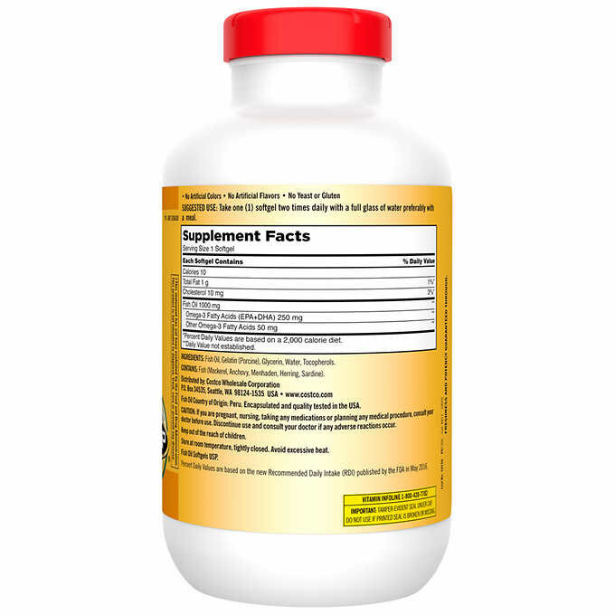 Kirkland Signature Omega-3 Fish Oil 1000 mg 400 softgels – Free Shipping!