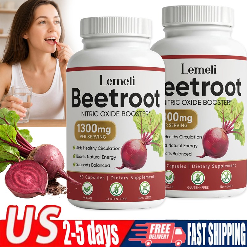 3x Lemeli Beetroot – 1300mg, Lemeli Beet Root Supplement 60 Capsules