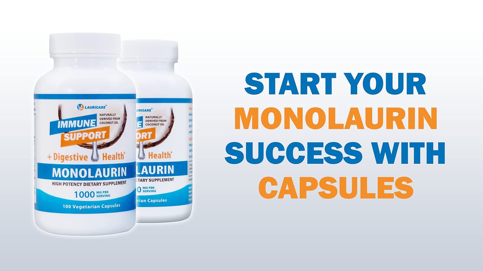 Lauricare Monolaurin Supplement for Immune Support – 100 Count (Pack of 1)