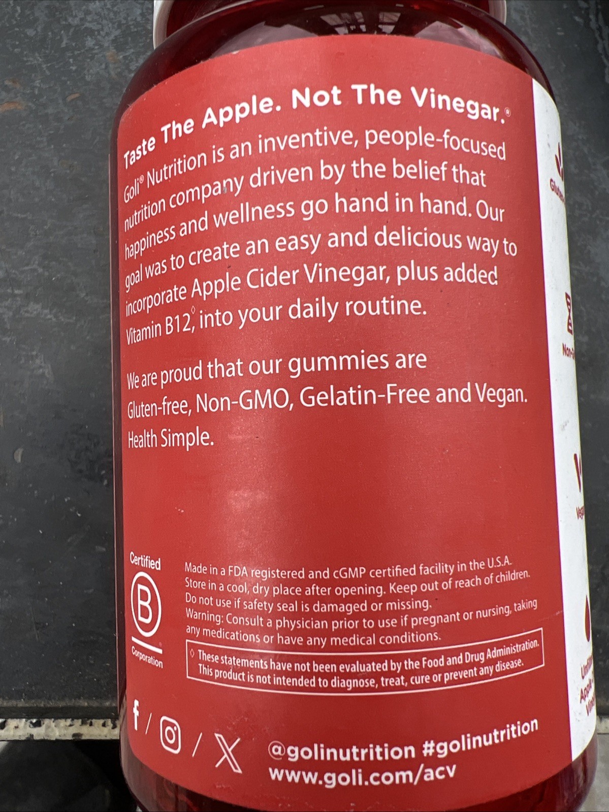Goli Nutrition Apple Cider Vinegar Vegan Gummies – 60ctEXP:02/27