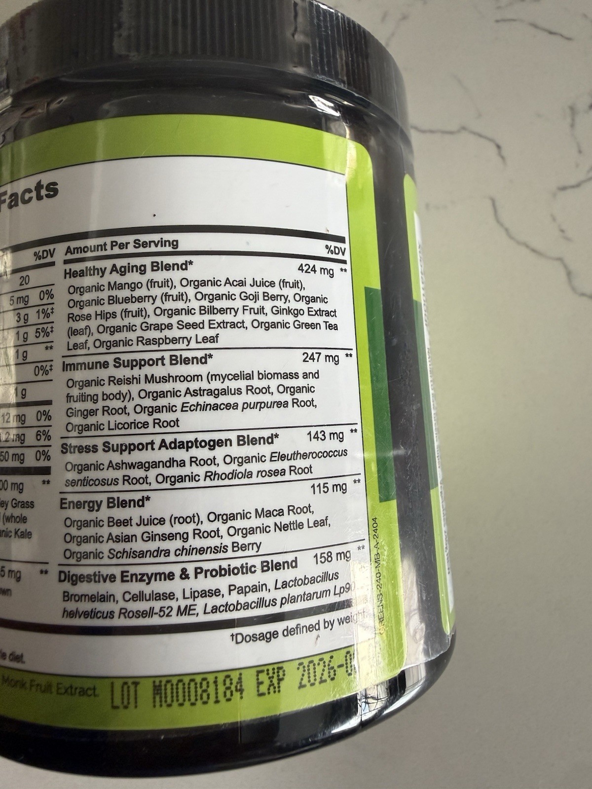 Naturelo Raw Greens Superfood Powder – 8.5oz/240g – Unsweetened – Exp 10/2026
