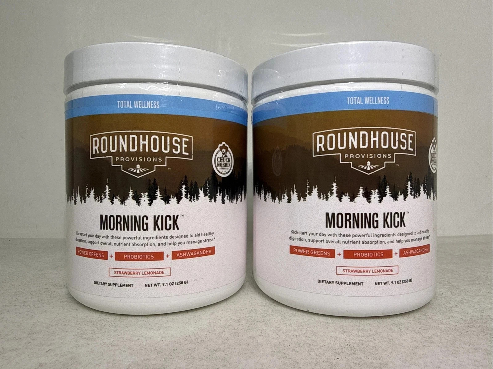 (2 Pack) Roundhouse Provisions Morning Kick Powder Strawberry Lemonade 9.1 OZ