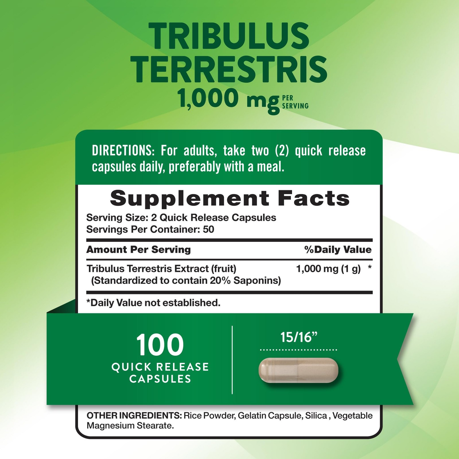Tribulus Terrestris for Men | 1000mg | 100 Capsules