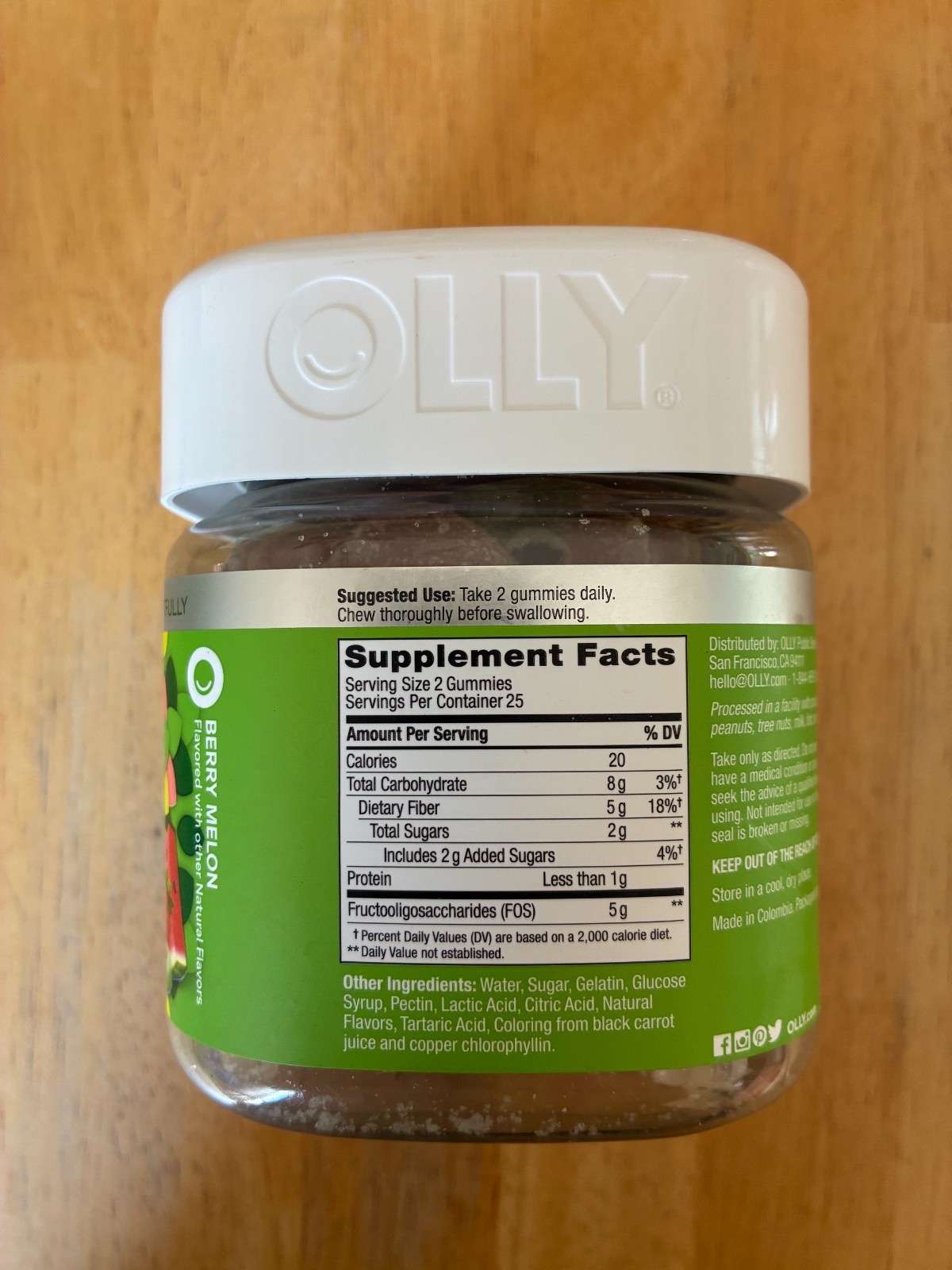 Olly Fiber Gummy Rings Berry Melon 50 Gummies 2.5 g Gut Health Digestive Aid