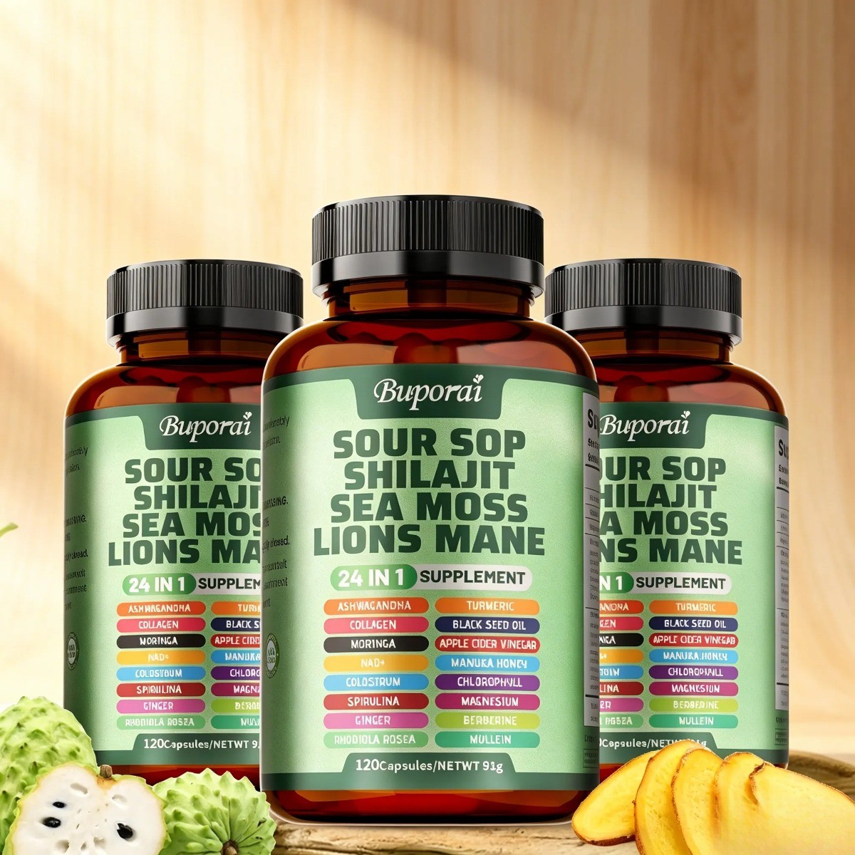 Soursop 24-in-1 Supplement ,Supports Skin, Joint & Bone Health, 120 Caps