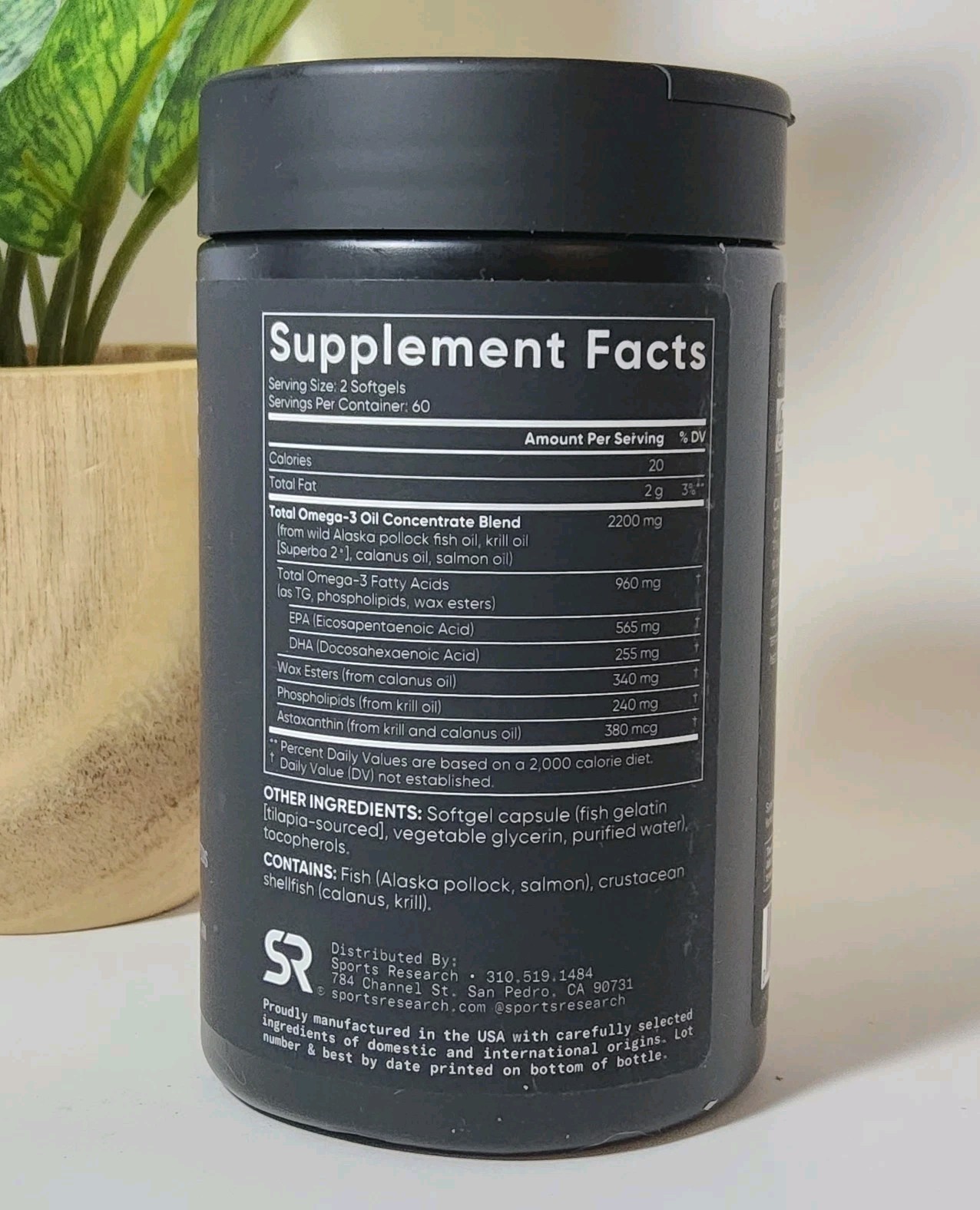 Sports Research Total Omega-3 2200mg FULL SPECTRUM EPA DHA Krill 120 Softgels