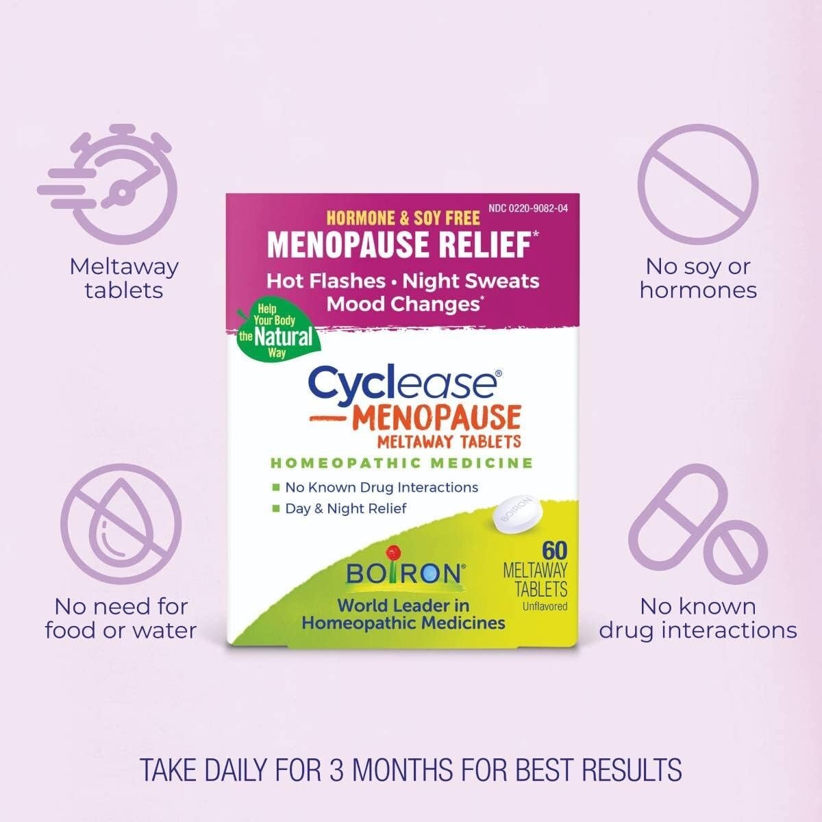 2 x Boiron Cyclease Menopause Relief, 60 Meltaway Tablets each – Newest Exp.