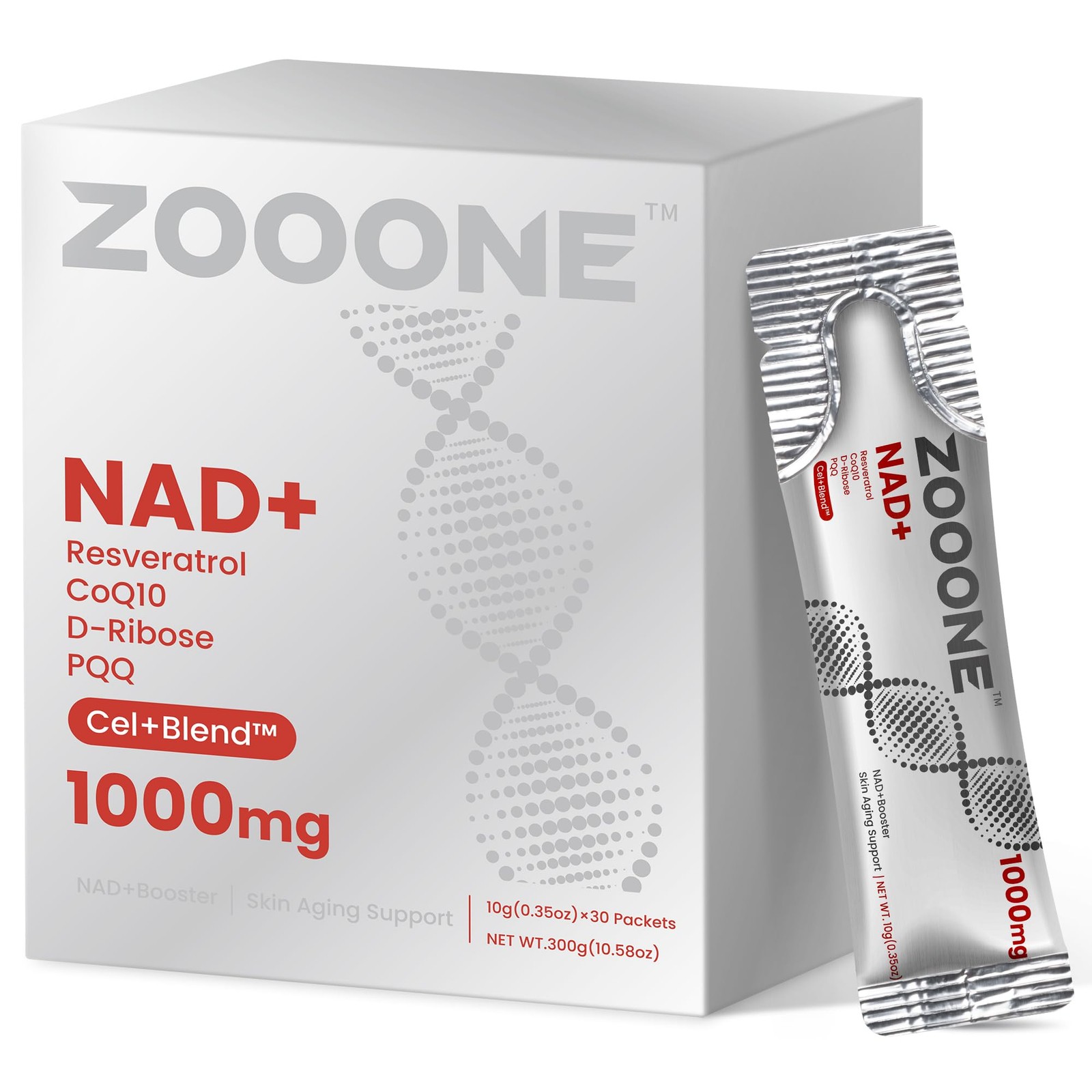 zooone NAD+ 1000mg Liquid Packets Supplement – Premium Nicotinamide Riboside …