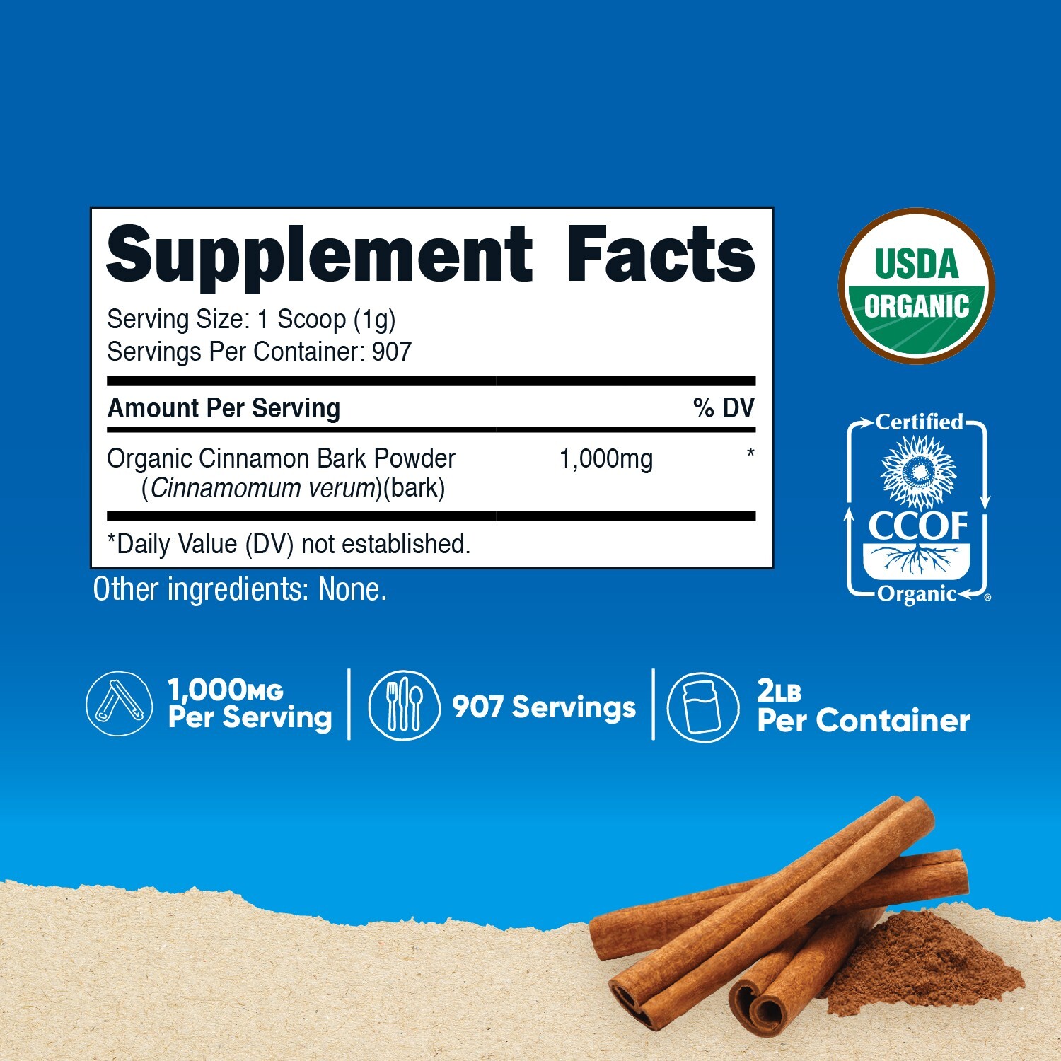 Nutricost Organic Ceylon Cinnamon Powder (2 pounds) – Vegan, Gluten-Free