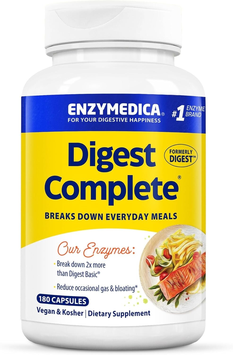 Enzymedica, Digest Complete, Full-Range, Everyday Digestive Enzymes 180 Capsules