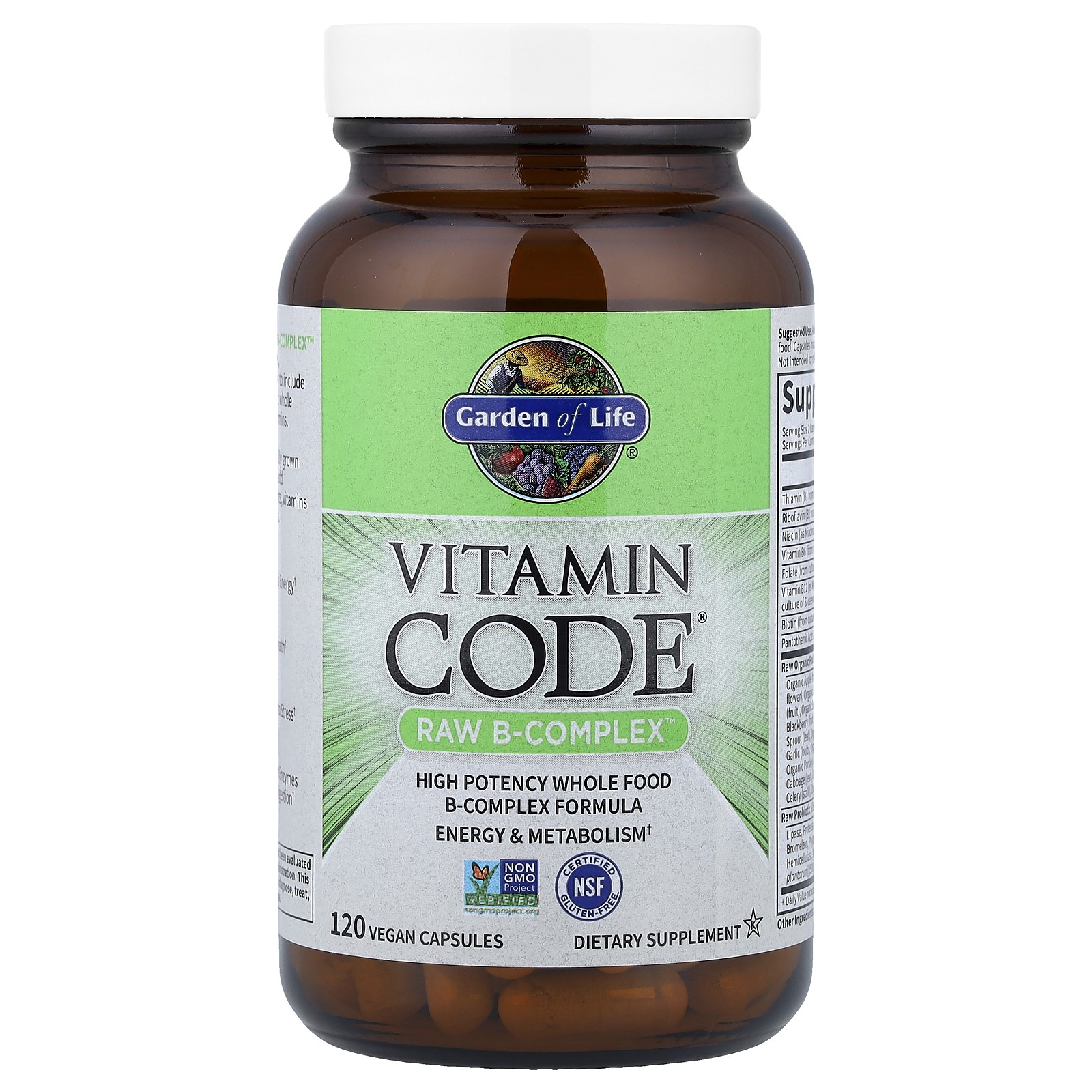 Garden of Life Vitamin Code Raw B-Complex 120 Vegan Caps Gluten-Free, Kosher, No