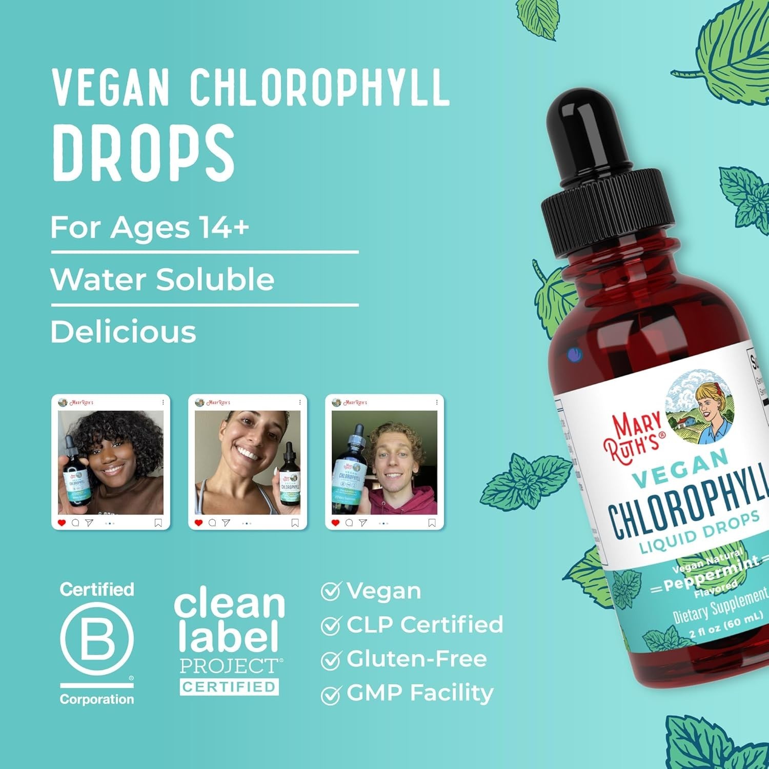 MaryRuth’s Chlorophyll Liquid Drops | Clean Label Project Certified | Vegan | |