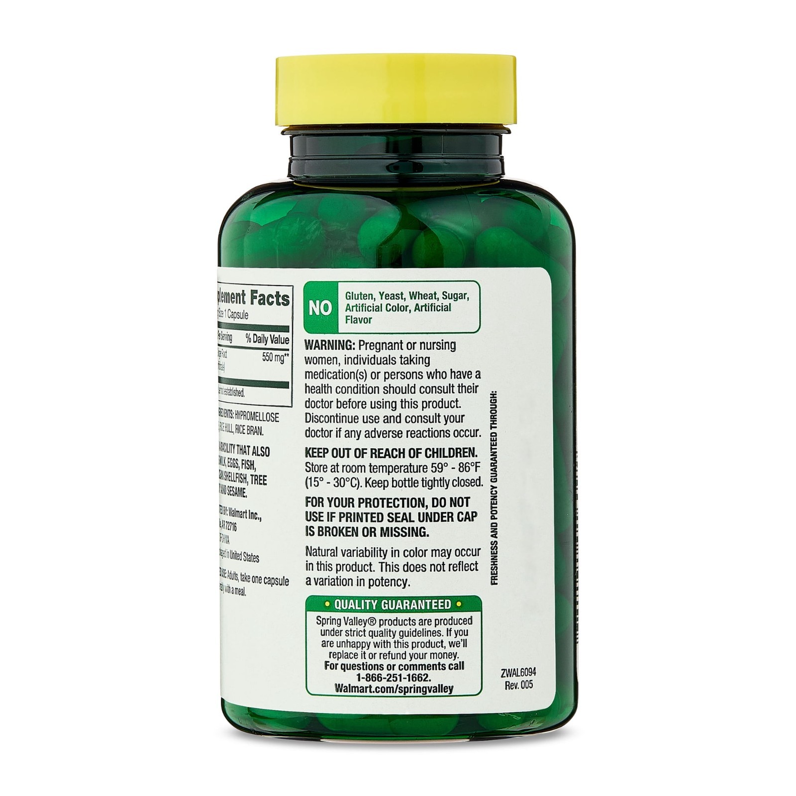 (2 Pack) Spring Valley Ginger Root 550 mg Capsules, 100 Count.