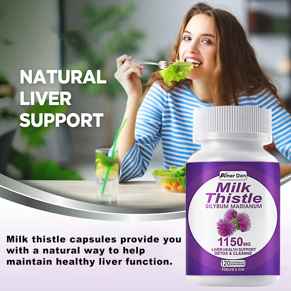Milk Thistle (Silymarin) Extract 1150 mg liver cleanser liver detox cardio 120Pc