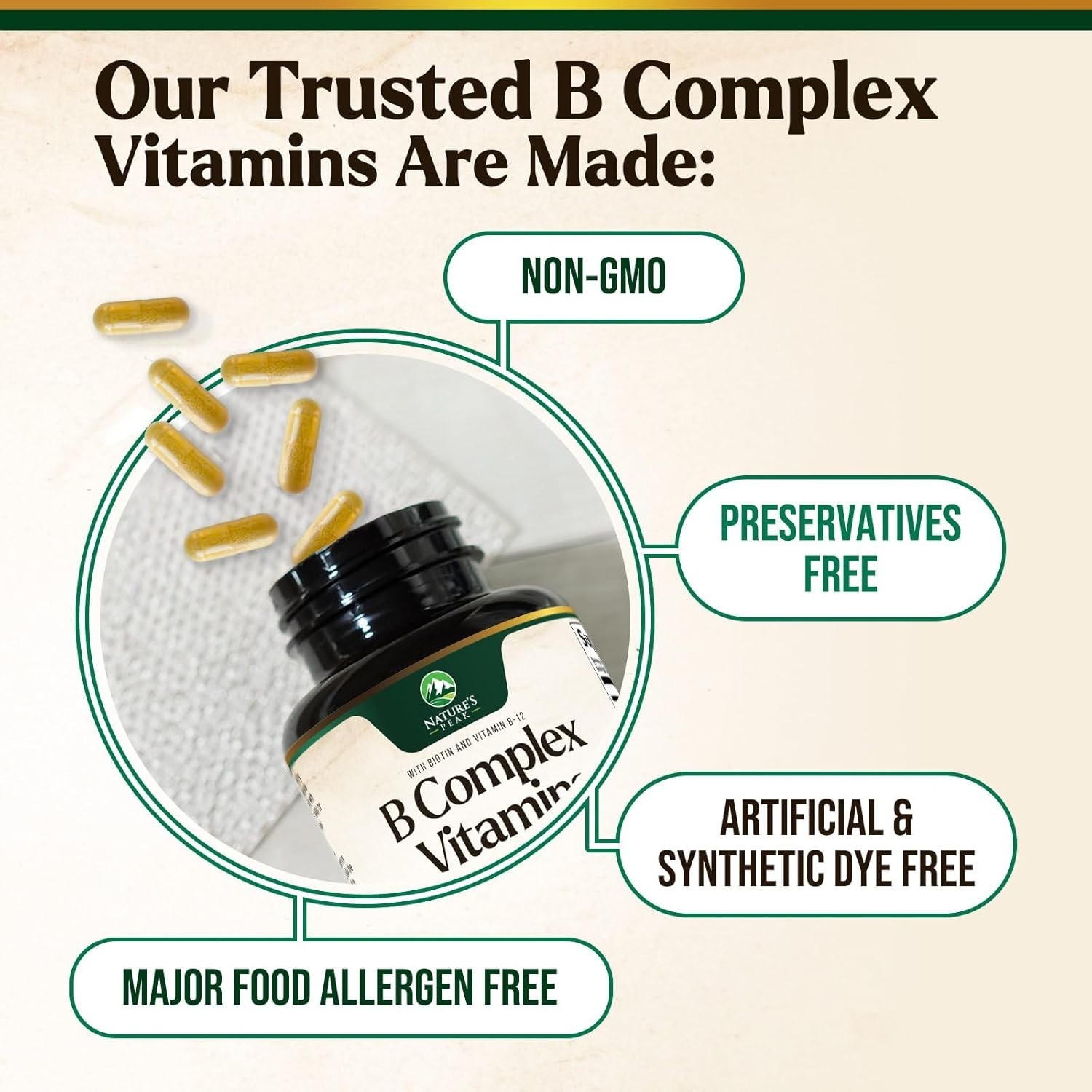B Complex Vitamin Supplement 1000mcg – 3X Strength with Vitamin C & Folic Acid