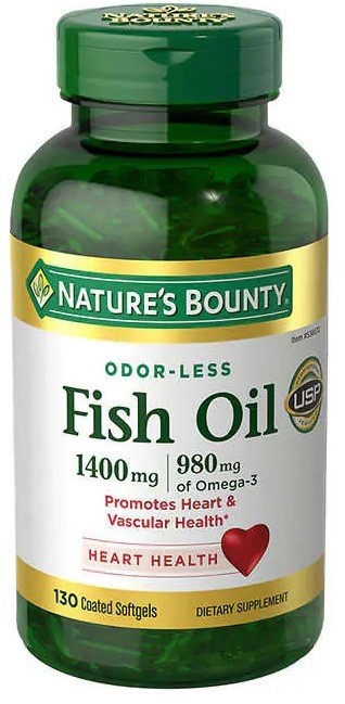 Nature’s Bounty Fish Oil 1400 mg 130 Coated Softgels Exp 1/2028