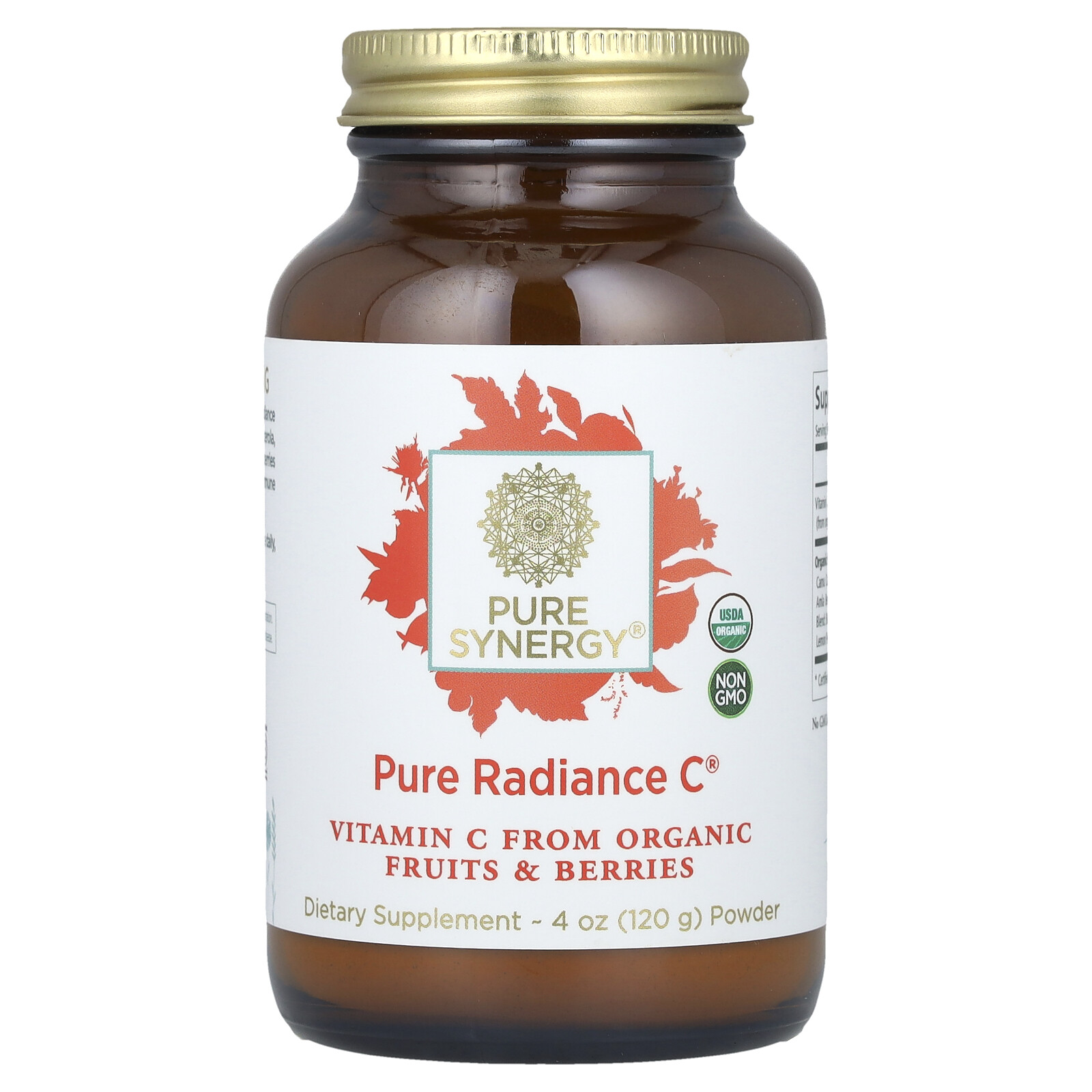 The Synergy Company Pure Radiance C Powder 4 oz 120 g Dairy-Free, Gluten-Free,