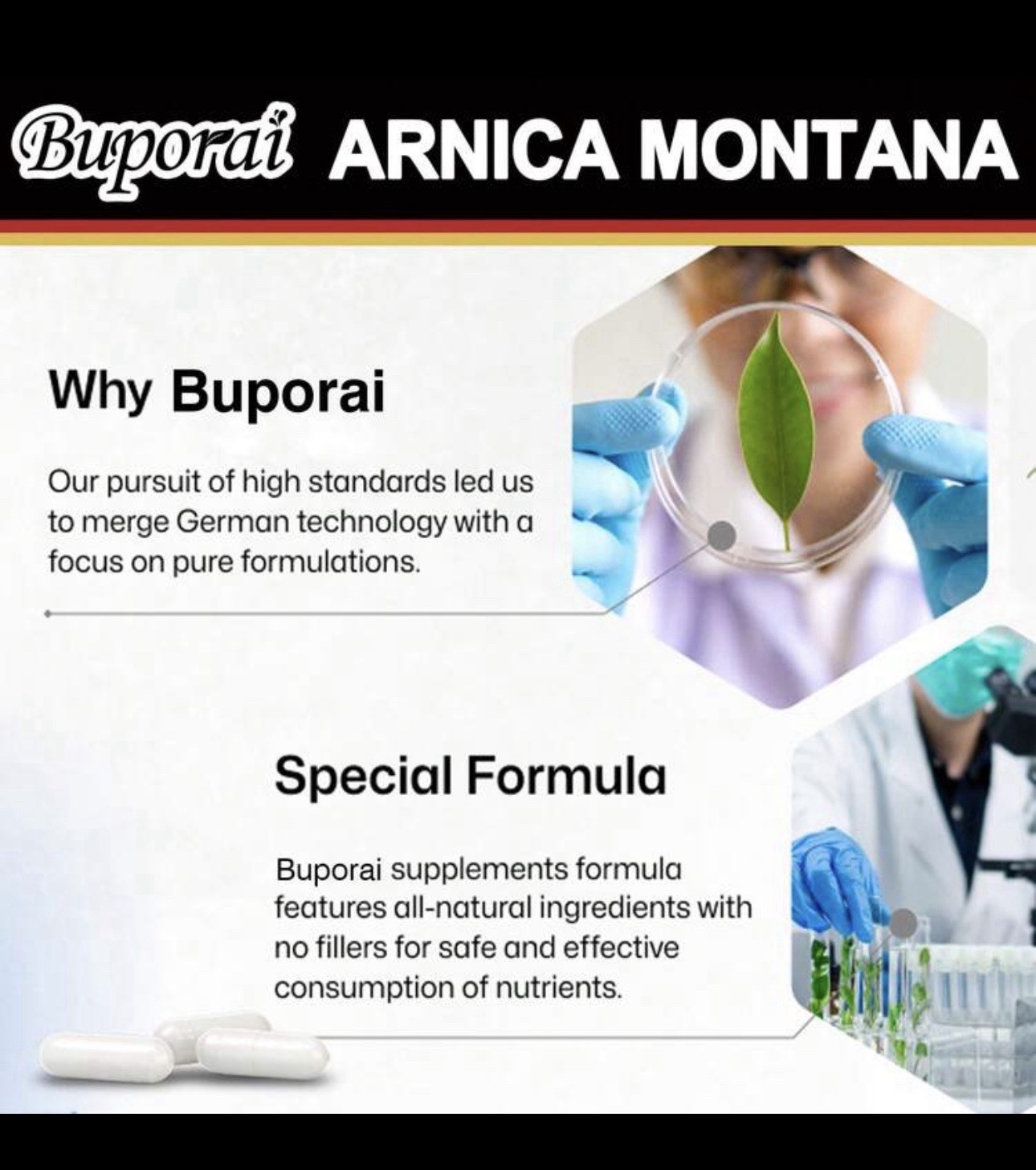 Buporai Arnica Montana 500mg For Muscle & Joint Health Ant-Anflammatory Support