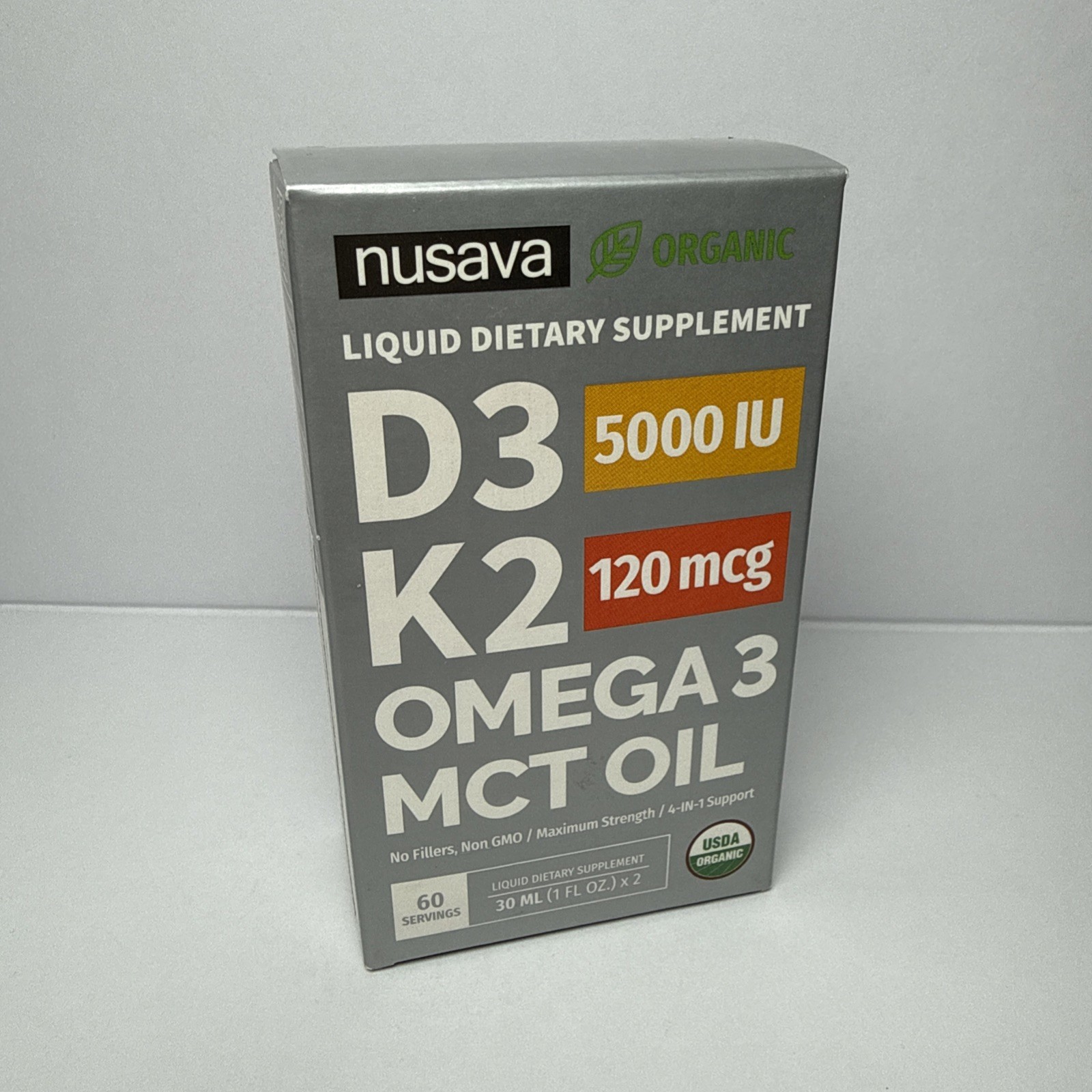 2 Bottles – Organic nusava Vitamin D3 K2 Drops Exp: 07/2026 New Sealed!