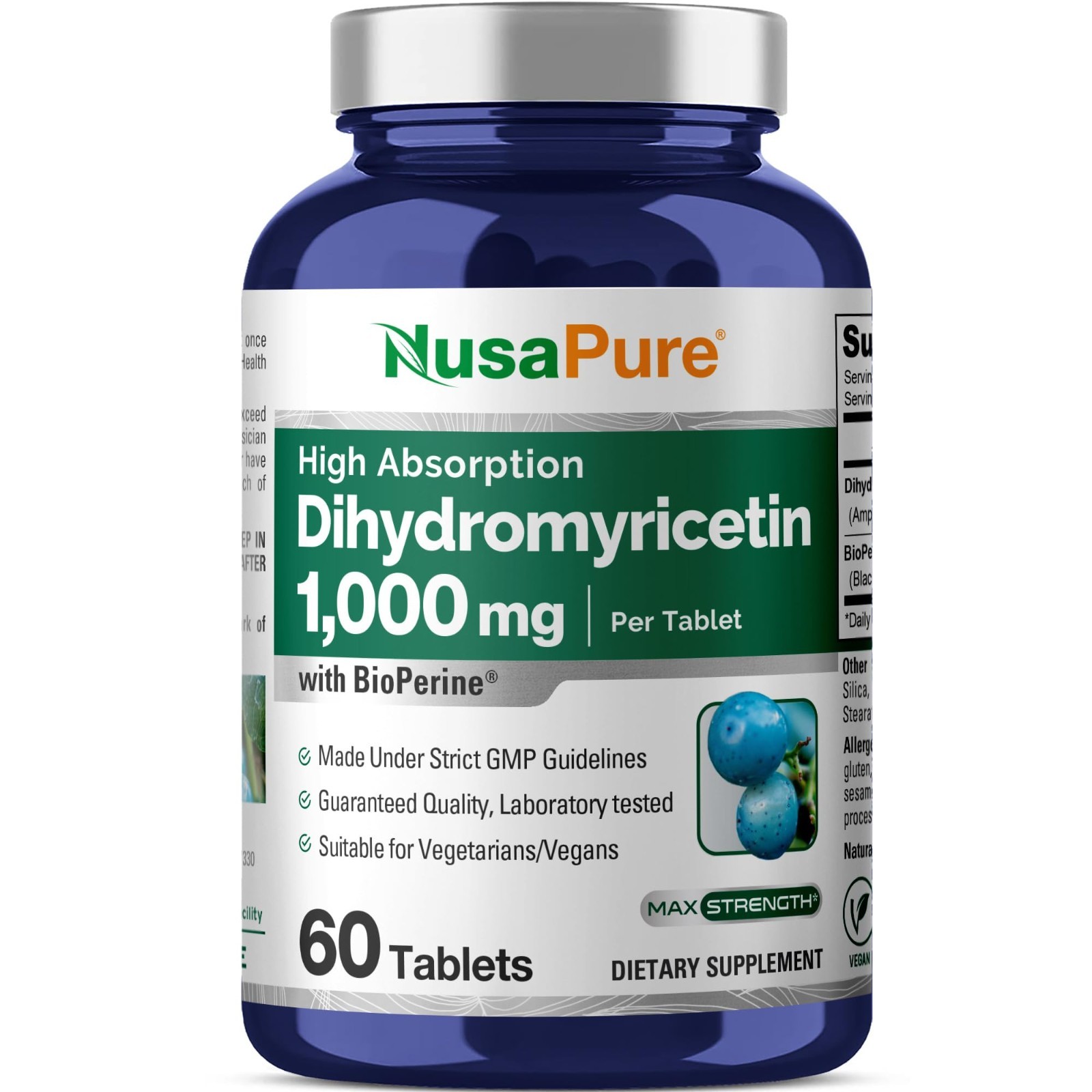 Dihydromyricetin (DHM) 1000mg – 60 Veggie Tablets, Non-GMO, 100% Vegetarian Supp