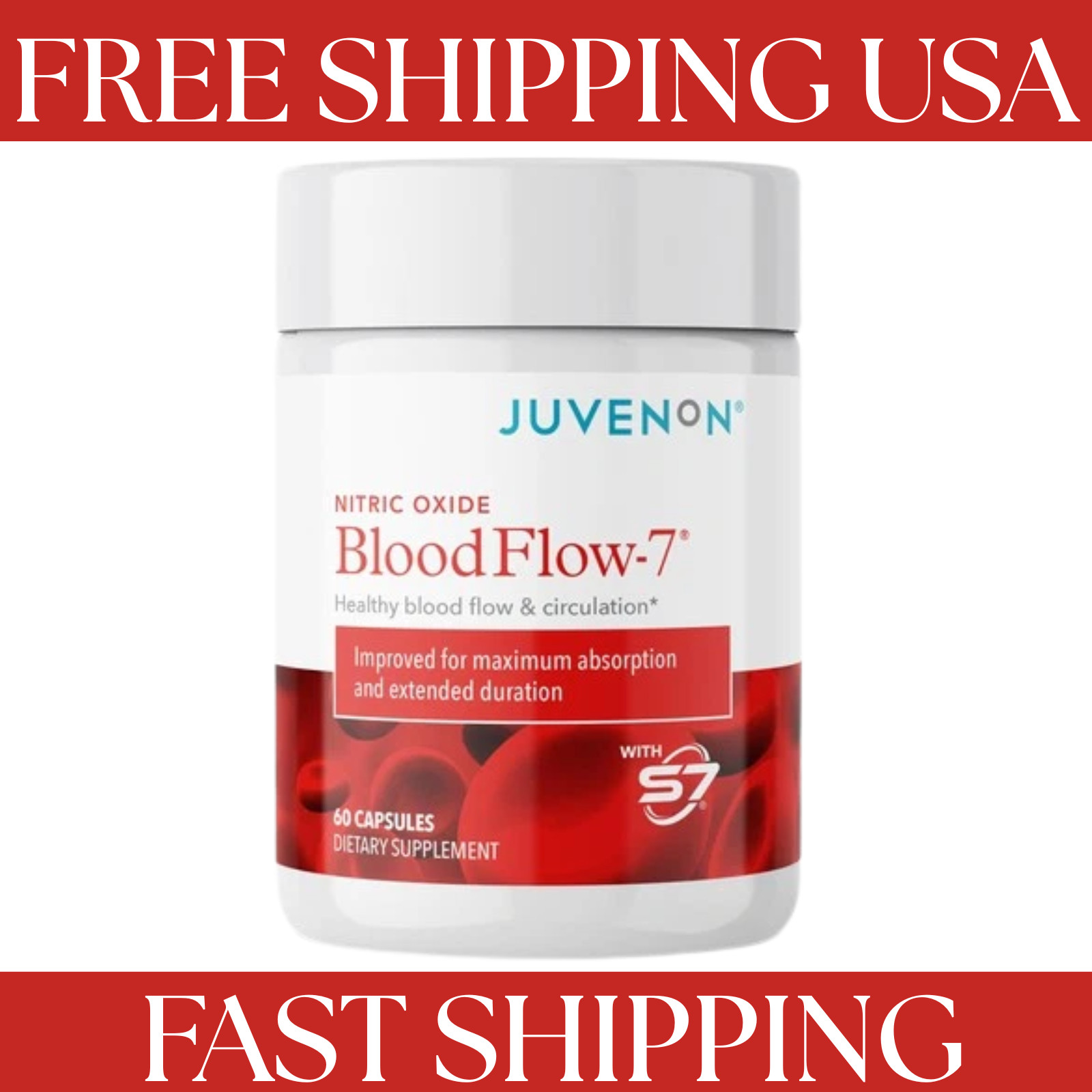 Juvenon Nitric Oxide BloodFlow-7 Dietary Supplement stream Support 60 Cap